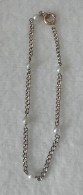 12 kt GF -White Pearl Beaded Baby Bracelet- 5 3/4" - Image 1 of 3