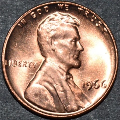 1966 P Lincoln Memorial Penny Brilliant Uncirculated (BU) Cover