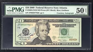FR. 2095-FSOI 2009 $20 FRN “TREASURER COURTESY AUTOGRAPH” PMG ABOUT UNC-50EPQ - Picture 1 of 2