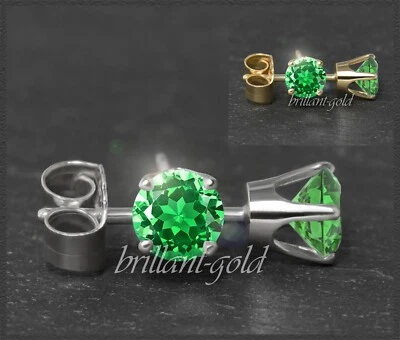 Ohrstecker 585 Gold, smaragd-grüne Topase 4, 5, 6, 7 mm, Gelbgold, Weißgold - Bild 1 von 4