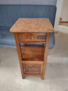 Antique Bedside Table With Marble Top
