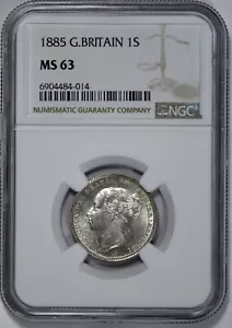 1885 Great Britain Shilling NGC MS 63 - Picture 1 of 4