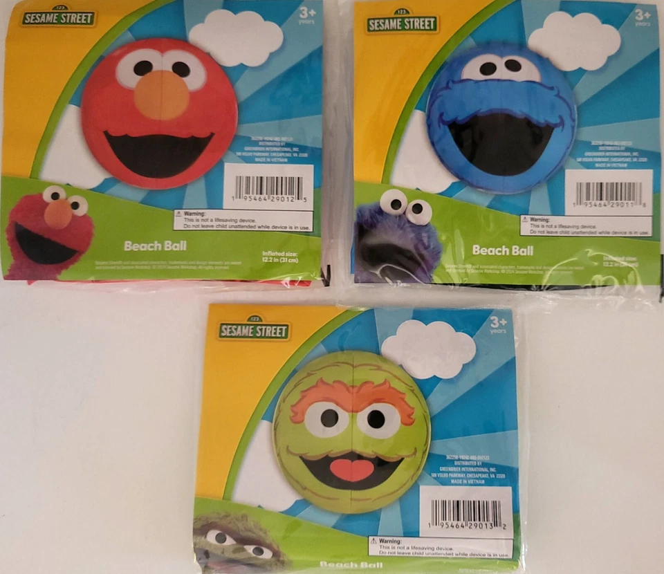 Sesame Street Beach Balls 12 Inch Age 2+: Select: Elmo, Cookie or Oscar - Image 1 of 1