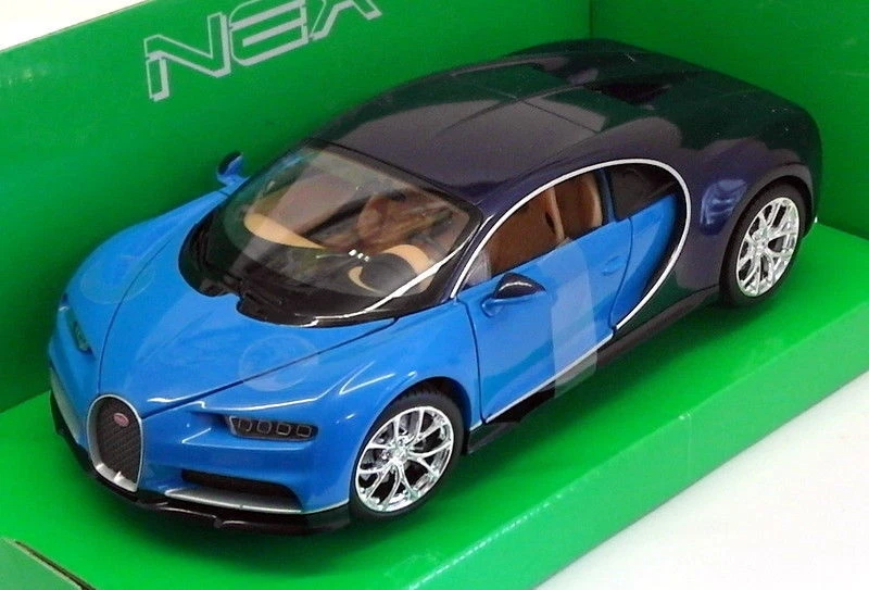 WELLY 1:24 NEX MODELS AUTO BUGATTI CHIRON BLU E NERA ART. 24077W - Immagine 1 di 1