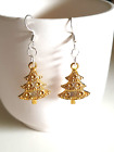 Sweet Gold Christmas Tree 925 Sterling Silver Plated Earrings