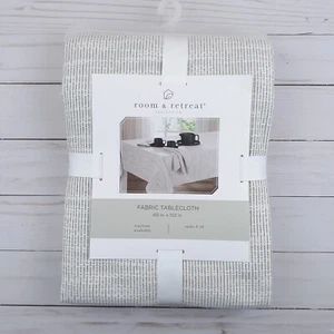 Fabric Tablecloth 60x102 Sarah Stripe Black Off White - Picture 1 of 3