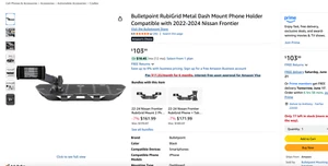 Bulletpoint RubiGrid Metal Dash Mount Phone Holder for 2022+ Nissan Frontier - Photo 1 sur 10