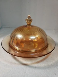 Imperial Carvinal Glass Butter Dish With Ribbed Cover - Picture 1 of 6
