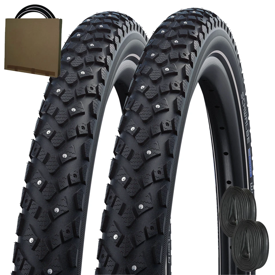 2x Schwalbe Winter Fahrrad Reifen Mantel HS396 16-28 Spikes Reflex m/o Schläuche - Bild 1 von 1