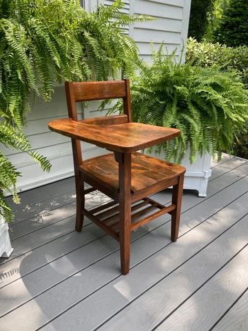 S BENT & BROTHERS GARDNER MA 1800 PADDLE ARM OAK ADULT OFFICE SCHOOL DESK CHAIR Cover