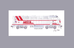 Metra (CB&Q Heritage) F40PHM-2 #211 11"x17" Passepartoutdruck Andy Fletcher signiert - Bild 1 von 1
