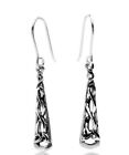 Celtic Long Trinity Earrings Drop Sterling Silver 925 Hallmarked Drops
