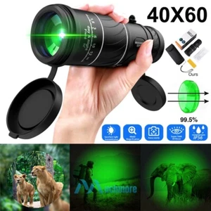 40X60 Zoom Monocular High Power Day Night Vision HD Telescope Waterproof w/ Case - Picture 1 of 18