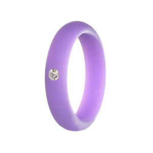 Women Rhinestone Rings Rubber Ring Band 5mm Silicone Ring Finger Rings Size 4-9+