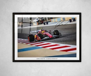 LEWIS HAMILTON 2025 SIGNED PRINT FRAMED PHOTO POSTER F1 FERRARI  WALL ART - Picture 1 of 5
