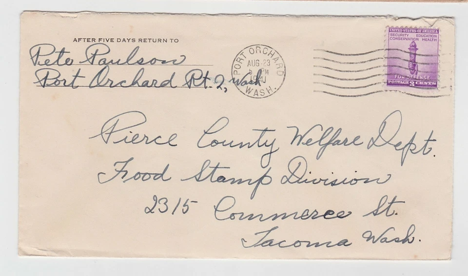 TurtlesTradingPost- Washington - Port Orchard, WA 1941 Cancel on Cover - Image 1 of 1