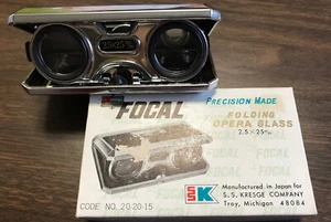 Vintage Focal Precision Made Folding Opera Glass Black Original Box KRESGE Comp. - Picture 1 of 6
