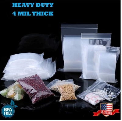 透明可重复使用拉链密封 4Mil 包重型塑料 4 Mil 顶锁袋 — 第 1/4 张图片