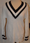 Women's Rue 21 White & Black Long Sleeve Stretchy V-Neck Sweater Top Sz S, M, L