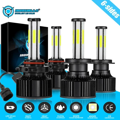 Faros LED altos bajos blancos 6 lados 6500K para Lincoln Town Car 2003-2010 2011 Foto 1 de 4