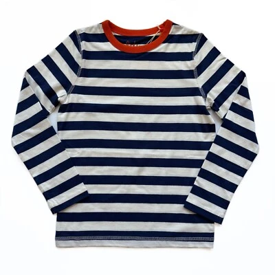Nueva con etiquetas Camiseta a Rayas Boden 7-8 Rayas Azul y Blanco para Niños con Cuello Redondo Naranja Foto 1 de 4