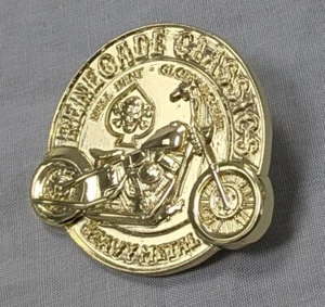 Gold Motorrad Abzeichen Totenkopf & Kreuz Pirat Sons of Anarchy Helm Leder USA - Bild 1 von 11