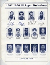 1987-88 GLEN RICE Auto #/41 UNIVERSITY OF MICHIGAN WOLVERINES BASKETBALL AUTOGR
