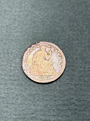 1850 Philadelphia Mint Silver Seated Liberty Half Dime - Image 1 of 2