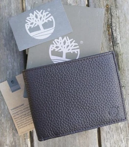 TIMBERLAND Longer Mottled DARK BROWN LEATHER Billfold Wallet *COIN POCKET* Timb1 - Picture 1 of 9