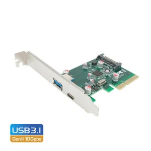 PCI-E x4 to 2 Port SuperSpeed+ USB 3.1 Gen II 10Gpbs Type-C and Type-A Host Card - Picture 1 of 1