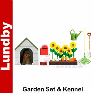 Lundby GARDEN SET and DOGHOUSE Dog & Kennel Dolls House 1:18th scale Sweden - Picture 1 of 3