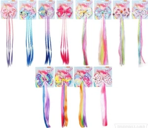 Jojo Hair Clip with Faux Rainbow Hair & Bow - Picture 1 of 24