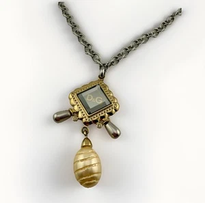 Dolce & Gabbana Jewels Silver Tone Faux Pearl Pendant Chain Necklace 18” - Picture 1 of 11