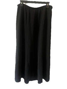 Falda Eileen Fisher Midi Pequeña Línea A Negra Cremallera Lateral Seda Preppy Cápsula de Oficina - Imagen 1 de 12