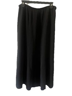 Falda Eileen Fisher Midi Pequeña Línea A Negra Cremallera Lateral Seda Preppy Cápsula de Oficina Foto 1 de 4