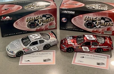 2 Dale Earnhardt Jr. #8 Budweiser 2006 & 2007 Sharpie 1/24 NASCAR Diecast Chrome - Image 1 of 4