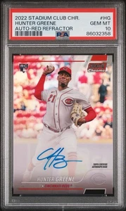 2022 Stadium Club Chrome Hunter Greene Auto RED Refractor /5 PSA 10 Rookie RC - Bild 1 von 2