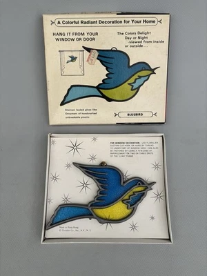 GEMAS DE VENTANA BLUEBIRD de Floralier vitral atrapasol mediados de siglo 690 Foto 1 de 4