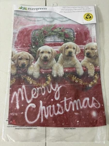 Evergreen Rojo Camión Cachorros Jardín Bandera Feliz Navidad 12.5x18 Decoración Vacacional - Imagen 1 de 5