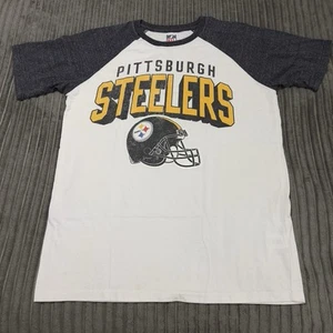 Pittsburgh Steelers T Shirt Mens L White Raglan Short Sleeve Retro NFL - Picture 1 of 8