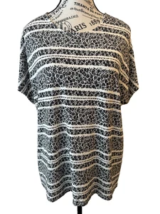 J.Jill T-Shirt Wearever Collection Women’s Lg Black & Cream Drop Shoulder Sleeve - Picture 1 of 8