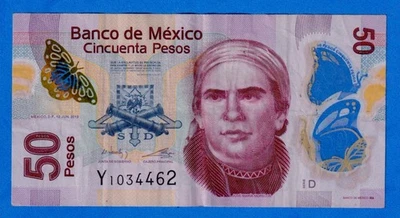 Mexico 50 Pesos 2012 P-123Ad Circulated Polymer Note  "Serie D "  Y1034462 - Image 1 of 4