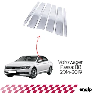 Mascherine colonne porta cromate set 6 pezzi per VW Passat B8 2014-2019 acciaio inox - Foto 1 di 6