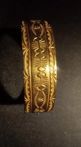 Southwestern Style Gold Filled Brass Cuff Bracelet Vintage 60's-70's Signed - Picture 1 of 3