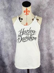 VTG Y2K Harley-Davidson Womens L Tank Top Motorcycle Biker White El Paso Texas - Picture 1 of 8