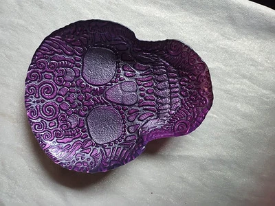 Skull Glass Serving Tray Purple - Image 1 of 4