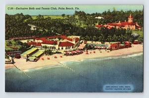 Vintage Palm Beach Bath and Tennis Club Linen Postcard C-26 - Picture 1 of 2