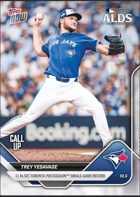Trey Yesavage 11 Ks Blue Jays - 2025 MLB Topps NOW® - Card 826 *IN HAND* - Image 1 of 2