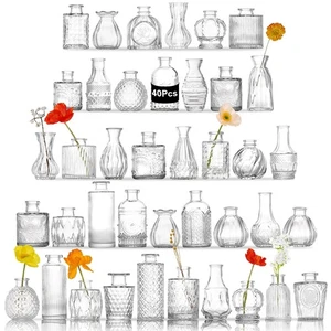 Vasi Bud in Vetro Set di 40 Pezzi, Piccoli Vasi di Fiori per Centrotavola Matrimonio Tab... - Foto 1 di 7