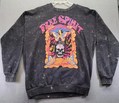 Pulôver feminino No Boundaries Free Spirit carvão e rosa cogumelo médio anos 70 - Imagem 1 de 4